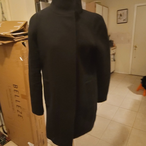 New JCREW $298 Size 0 Button-Neck City Coat in Black. - Picture 4 of 9